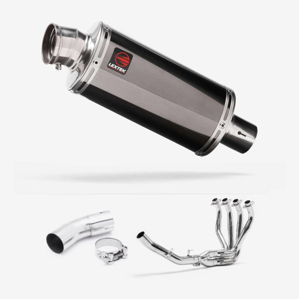 Lextek OP16 Dark Tint Stainless Exhaust System 250mm for Kawasaki Z900 RS (18-23)