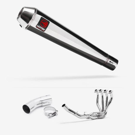 Lextek AC1 Polished Classic Exhaust System 350mm for Kawasaki Z900 RS (18-23)