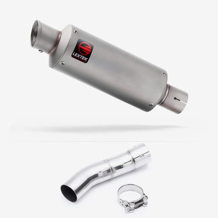 Lextek Matt Stainless Steel GP1 240mm Exhaust with Link Pipe for Triumph Street Triple 675 (13-17)