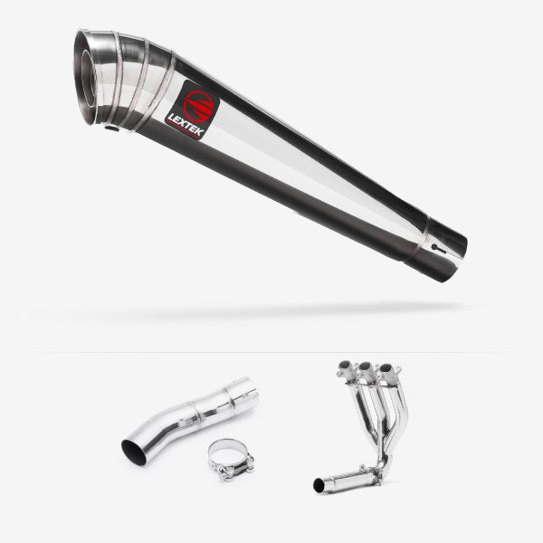 Lextek MP4 S/Steel Megaphone Exhaust System 300mm for Triumph Street Triple 675 (13-17)