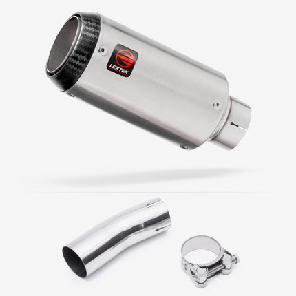 Lextek Matt Stainless Steel CP1 150mm Exhaust with Link Pipe for Kawasaki Ninja 400 & Z400 (18-24)