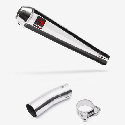 Lextek Polished Stainless Steel AC1 350mm Exhaust with Link Pipe