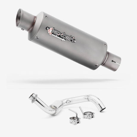 Lextek GP1 Matt S/Steel GP Stubby Exhaust System 240mm for BMW G310 R / GS (16-24)