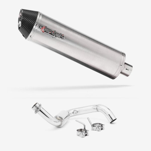 Lextek RP1 Gloss S/Steel Oval Exhaust System 400mm for BMW G310 R / GS (16-24)