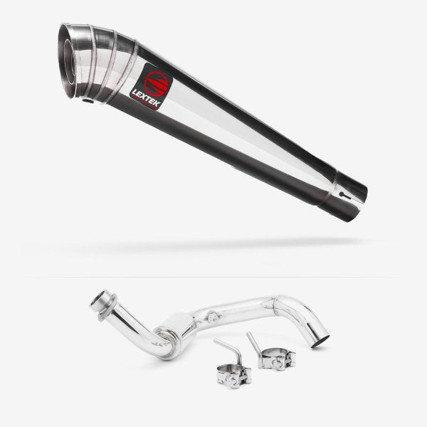 Lextek MP4 S/Steel Megaphone Exhaust System 300mm for BMW G310 R / GS (16-24)