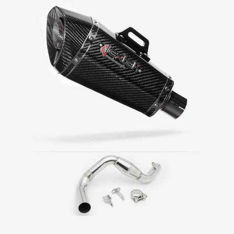 Lextek XP8C Carbon Fibre Exhaust 210mm with Link Pipe for KTM 390 Duke (13-16)