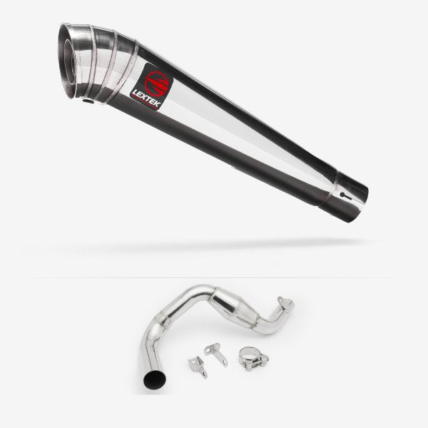 Lextek MP4 S/Steel Megaphone Exhaust 300mm with Link Pipe for KTM 390 Duke (13-16)