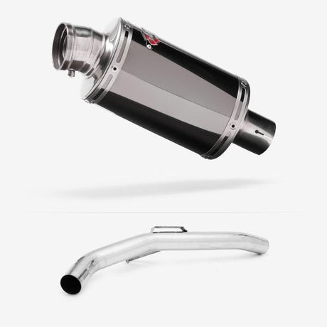 Lextek OP15 Dark Tint Stainless Exhaust 200mm with Link Pipe for Triumph Explorer 1200 (12-18)