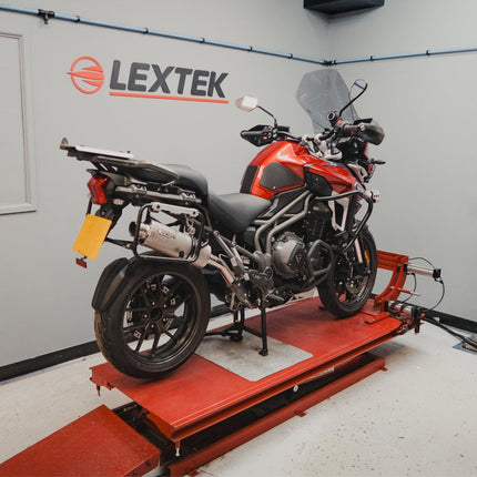 Lextek Matt Stainless Steel OP1 350mm Exhaust with Link Pipe for Triumph Explorer 1200 (12-21)