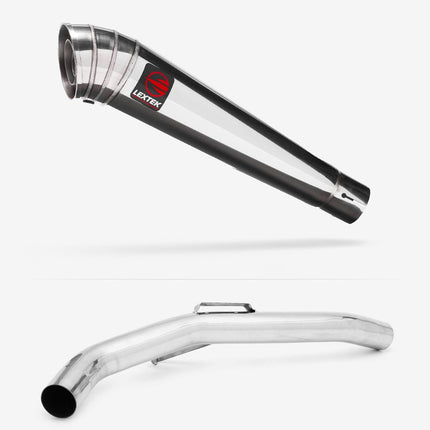 Lextek Polished Stainless Steel MP4 300mm Exhaust with Link Pipe for Triumph Explorer 1200 (12-21)