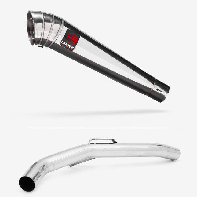 Lextek Polished Stainless Steel MP4 300mm Exhaust with Link Pipe for Triumph Explorer 1200 (12-21)