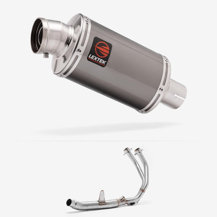 Lextek Smoked Stainless Steel OP15 200mm Exhaust System for Honda CBR500R (13-24)