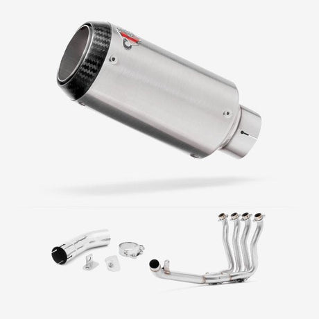 Lextek CP1 Matt S/Steel Carbon Tip Exhaust System 150mm for Suzuki GSX-S 1000 F (15-20)