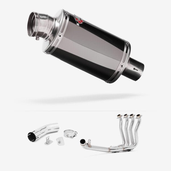 Lextek OP15 Dark Tint Stainless Exhaust 200mm with Link Pipe for Suzuki GSX-S 1000 F (15-20)