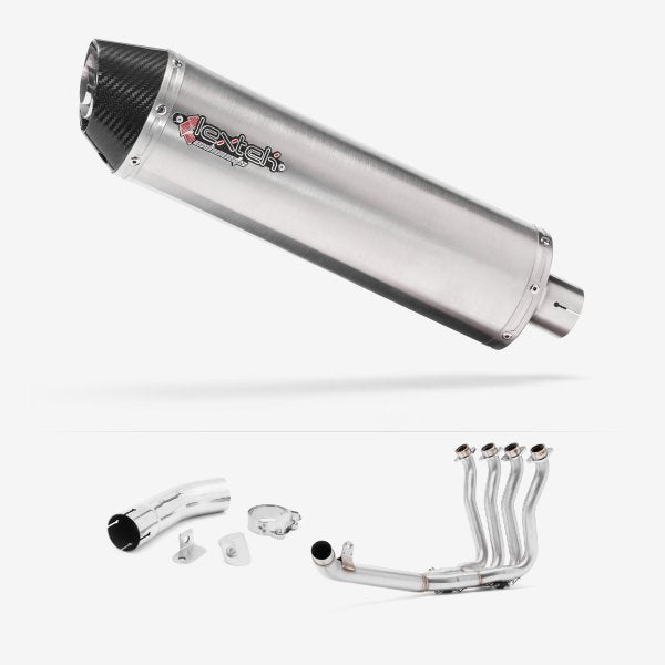 Lextek RP1 Gloss S/Steel Oval Exhaust 400mm with Link Pipe for Suzuki GSX-S 1000 F (15-20)