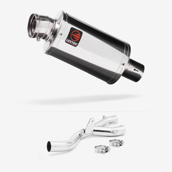 Lextek OP4 Polished S/Steel Exhaust 200mm with De-Cat Link Pipe for Yamaha MT-10 (16-)