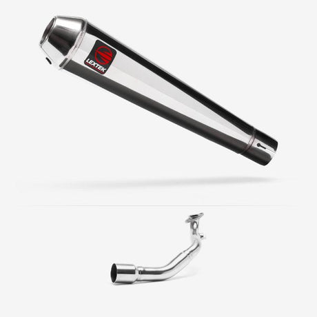 Lextek AC1 Polished Classic Exhaust System 350mm for Lexmoto Milano 125