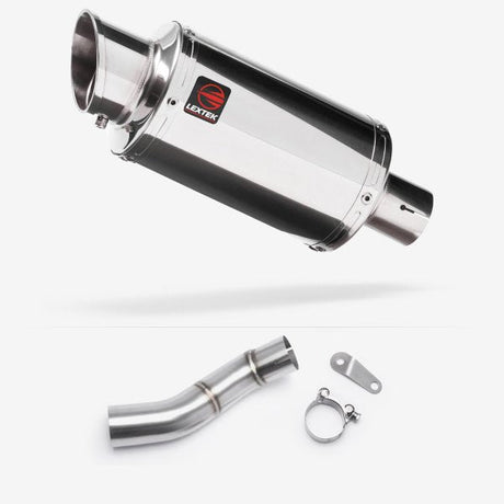 Lextek YP4 S/Steel Stubby Exhaust 200mm with Link Pipe for Triumph Street Triple 765 (17-23)