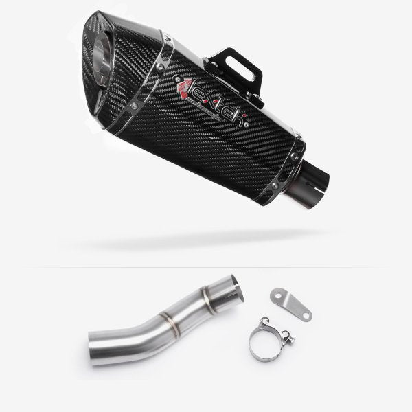 Lextek XP8C Carbon Fibre Exhaust 210mm with Link Pipe for Triumph Street Triple 765 (17-23)