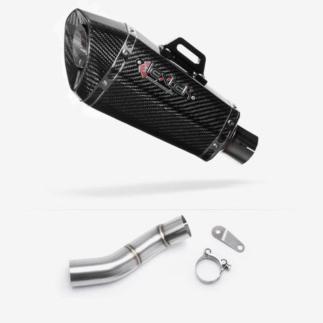 Lextek XP8C Carbon Fibre Exhaust 210mm with Link Pipe for Triumph Street Triple 765 (17-23)