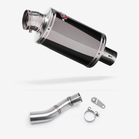 Lextek OP15 Dark Tint Stainless Exhaust 200mm with Link Pipe for Triumph Street Triple 765 (17-23)