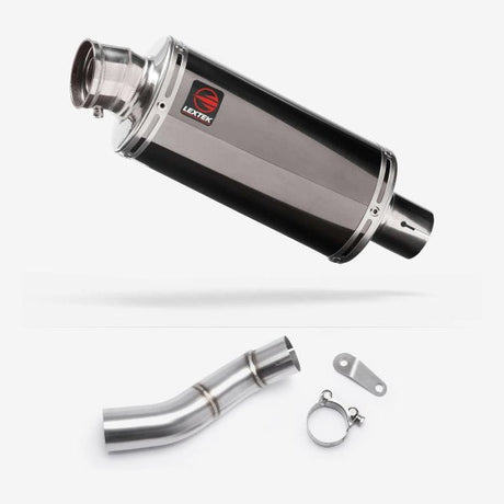 Lextek OP16 Dark Tint Stainless Exhaust 250mm with Link Pipe for Triumph Street Triple 765 (17-23)