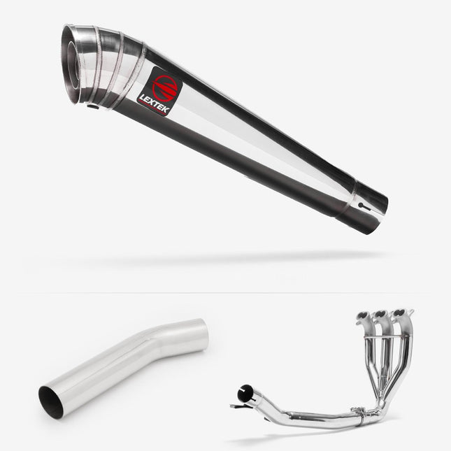 Lextek Polished Stainless Steel MP4 300mm Exhaust with Link Pipe for Triumph Sprint GT 1050 (10-17)