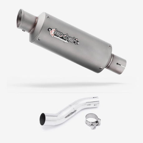 Lextek GP1 Matt S/Steel GP Stubby Exhaust 240mm with Link Pipe for Suzuki GSX 250 R (17-18)