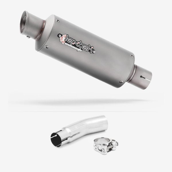 Lextek GP1 Matt S/Steel GP Stubby Exhaust 240mm with Link Pipe for SUZUKI SFV 650 Gladius (09-15)