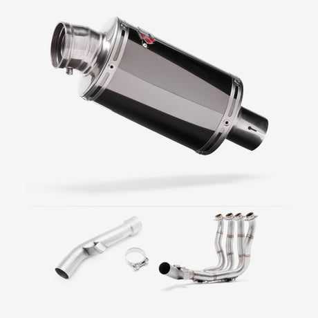 Lextek OP15 Dark Tint Stainless Exhaust 200mm with Link Pipe for Yamaha FZ1 (06-15)