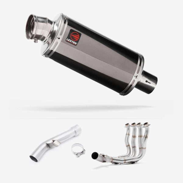 Lextek OP16 Dark Tint Stainless Exhaust 250mm with Link Pipe for Yamaha FZ1 (06-15)