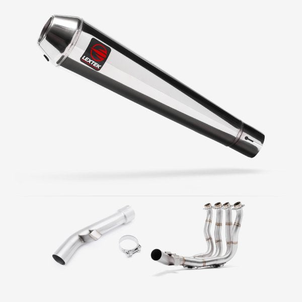 Lextek AC1 Polished Classic Exhaust System 350mm for Yamaha FZ1 (06-15)