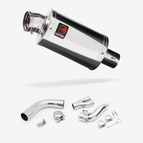 Lextek OP4 Polished S/Steel Exhaust 200mm with De-Cat Link Pipe for Honda CB1000R (08-17)