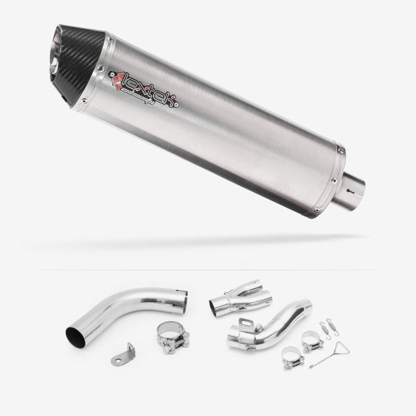 Lextek RP1 Gloss S/Steel Oval Exhaust 400mm with De-Cat Link Pipe for Honda CB1000R (08-17)