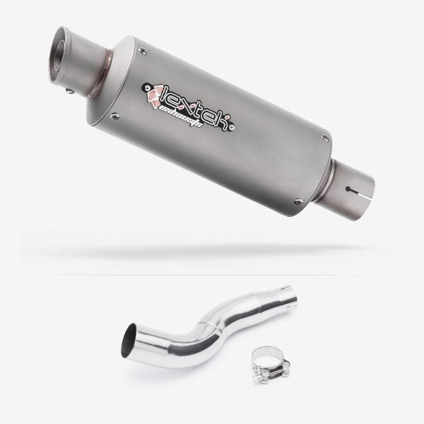 Lextek GP1 Matt S/Steel GP Stubby Exhaust 240mm with Link Pipe for Honda CB300R (18-20)