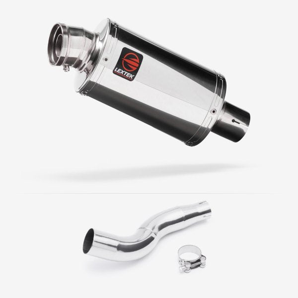 Lextek OP4 Polished S/Steel Exhaust 200mm with Link Pipe for Honda CB300R (18-20)