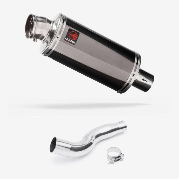 Lextek OP16 Dark Tint Stainless Exhaust 250mm with Link Pipe for Honda CB300R (18-20)