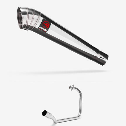 Lextek Polished Stainless Steel MP4 300mm Exhaust System for Honda CB125F/GLR125 (15-19)