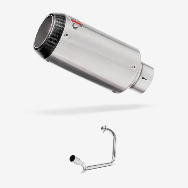 Lextek CP1 Matt S/Steel Carbon Tip Exhaust System 150mm for Honda CB125F/GLR125 (15-22)