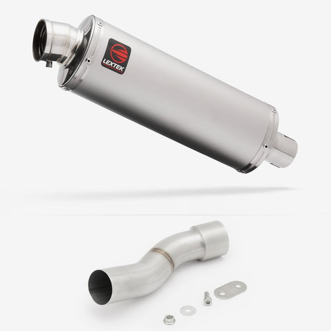 Lextek Matt Stainless Steel OP1 350mm Exhaust with Link Pipe for Ducati Monster 821/1200 (14-21)