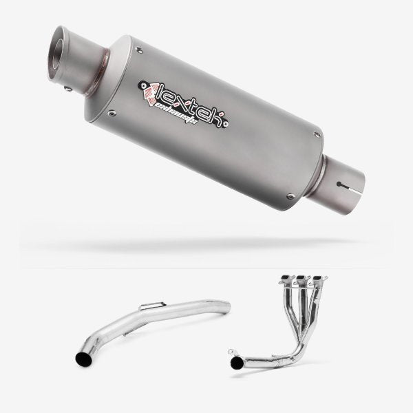 Lextek GP1 Matt S/Steel GP Stubby Exhaust System 240mm for Triumph Explorer 1200 (12-18)