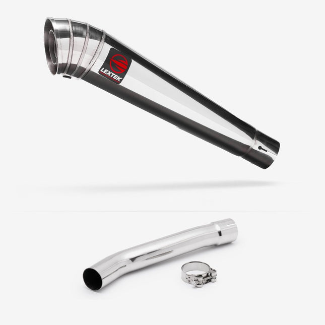 Lextek Polished Stainless Steel MP4 300mm Exhaust with Link Pipe for Yamaha YZF R6 (03-05)