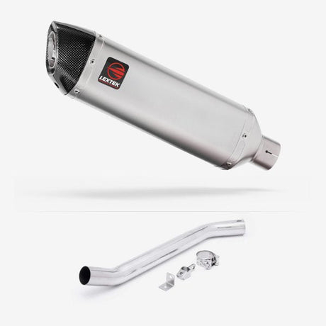 Lextek VP1 Matt S/Steel Exhaust 300mm High Level with Link Pipe for Suzuki GSXR 600/750 (06-07)