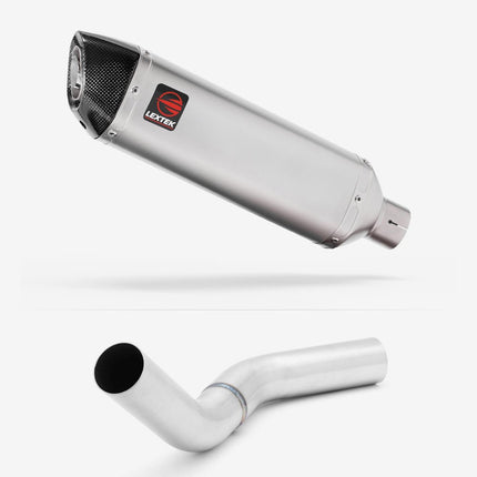 Lextek Matt Stainless Steel VP1 300mm Exhaust with Brushed Link Pipe for Kawasaki Z800 (13-16)