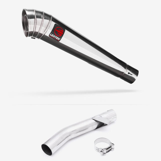 Lextek Polished Stainless Steel MP4 300mm Exhaust with Link Pipe for Yamaha FZS 600 Fazer (97-03)