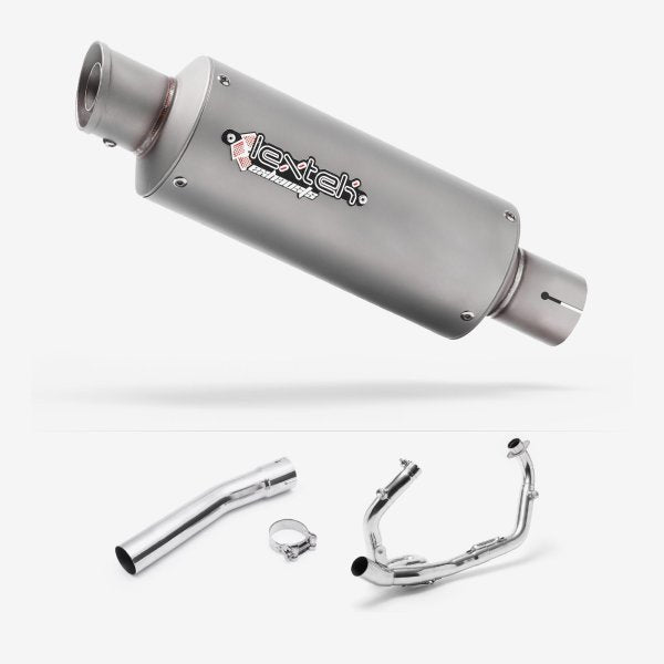 Lextek GP1 Matt S/Steel GP Stubby Exhaust System 240mm for Suzuki SV650 (03-15)