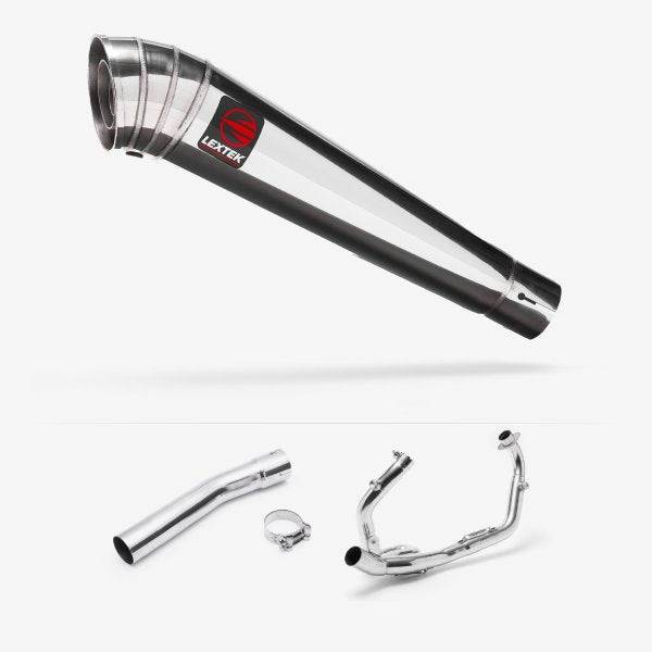 Lextek MP4 S/Steel Megaphone Exhaust System 300mm for Suzuki SV650 (03-15)