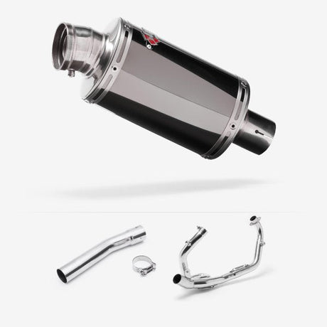 Lextek OP15 Dark Tint Stainless Exhaust System 200mm for Suzuki SV650 (03-15)