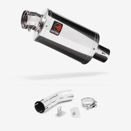 Lextek OP4 Polished S/Steel Exhaust 200mm with Link Pipe for Suzuki GSX-S 1000 (15-20)