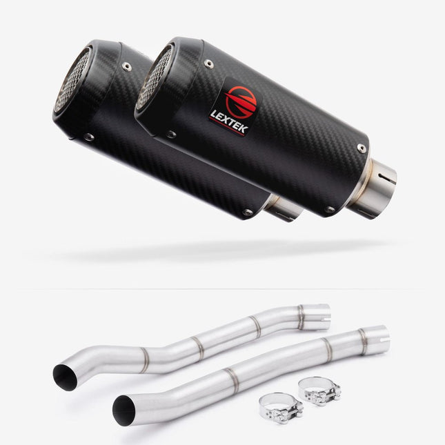 Lextek Carbon Fibre CP9C 180mm Exhaust with Link Pipes for Kawasaki ZZR1400 (12-19)
